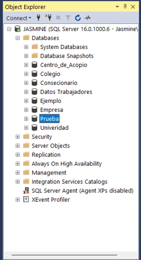 Confirmar existencia de base de datos